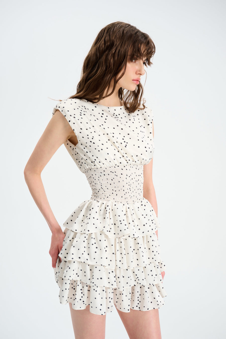 COCO DRESS / WHITE POLKA DOT
