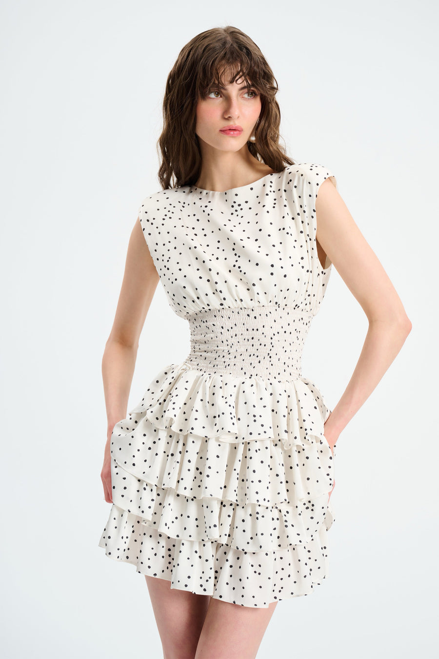COCO DRESS / WHITE POLKA DOT