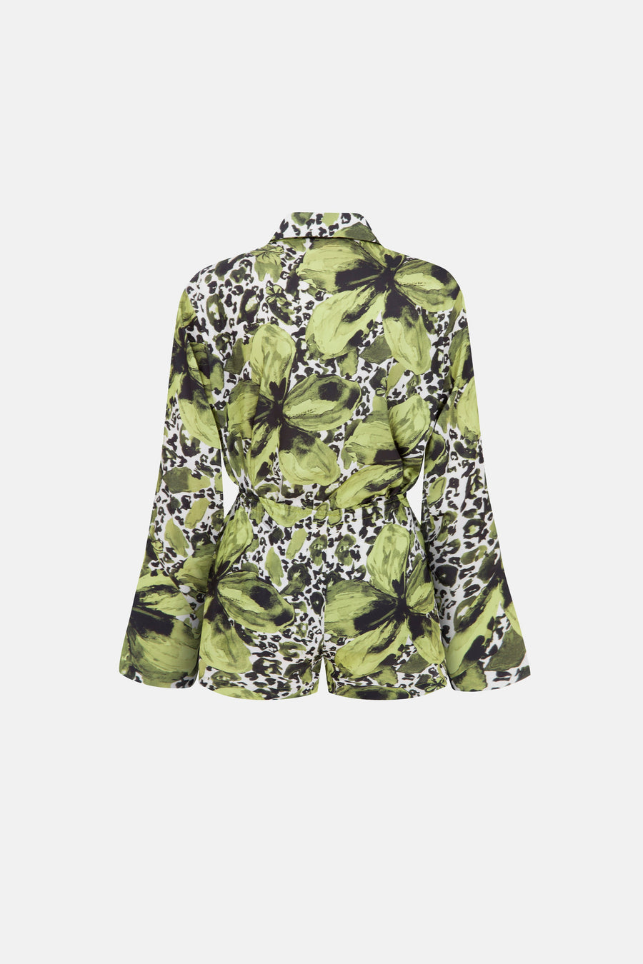 AURA SHORTS SET / BLACK GREEN FLOWERED