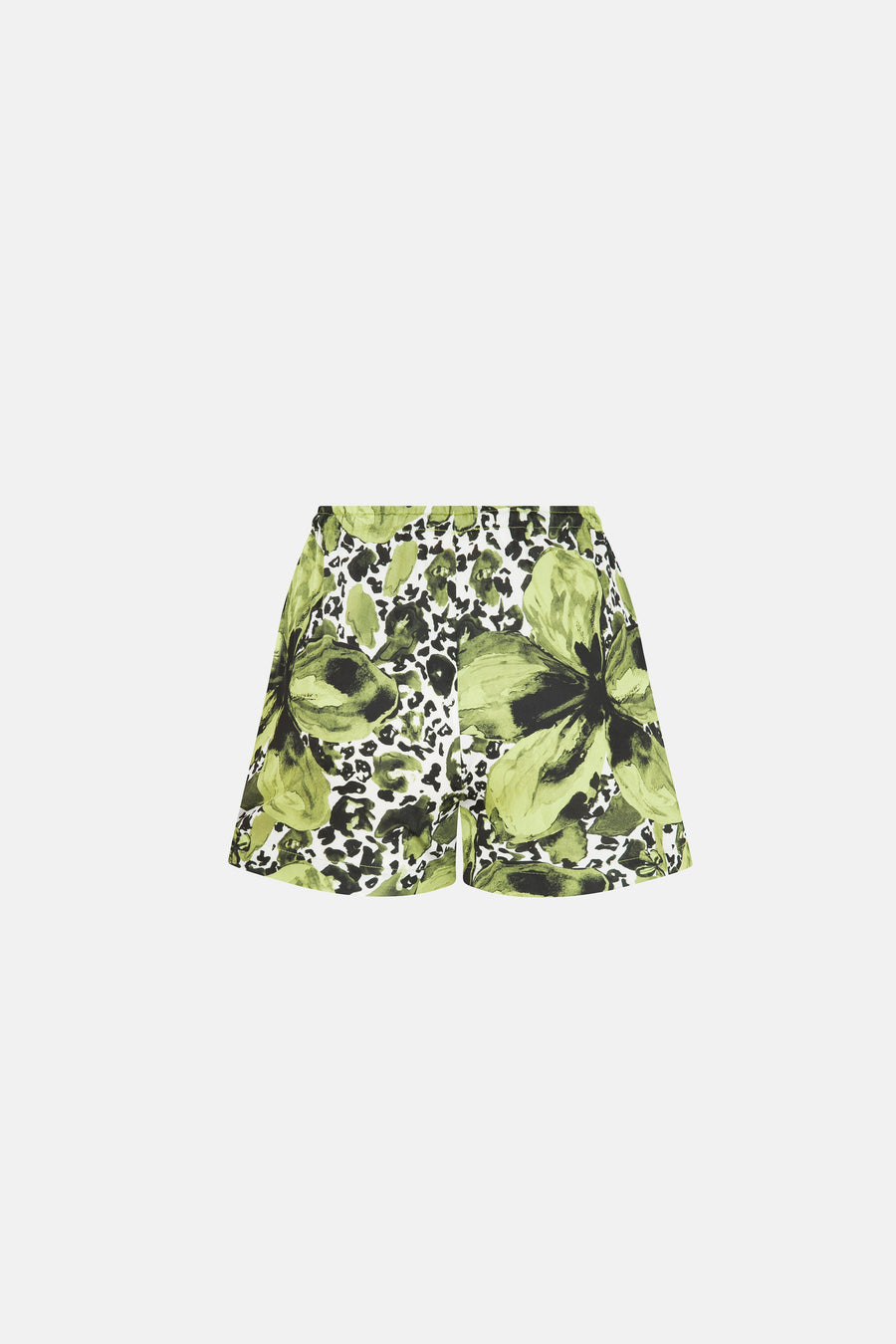 AURA SHORTS SET / BLACK GREEN FLOWERED