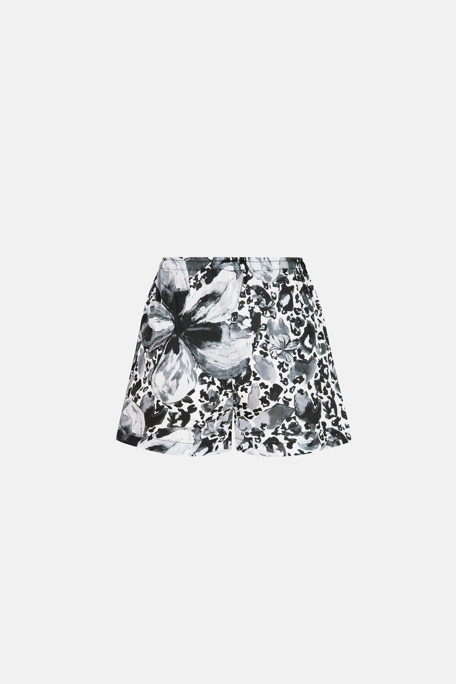 AURA SHORTS SET / BLACK WHITE FLOWERED