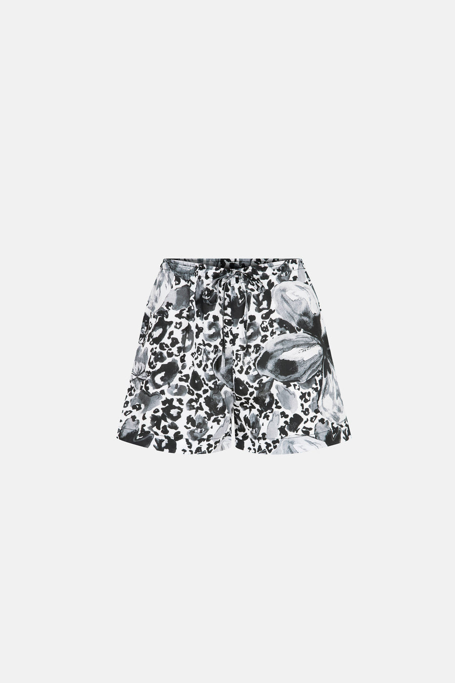 AURA SHORTS SET / BLACK WHITE FLOWERED