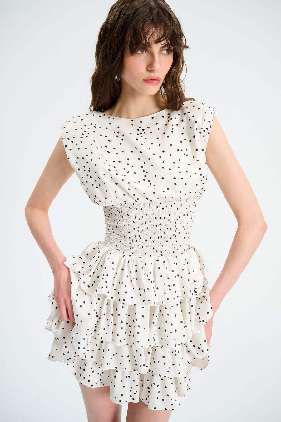 COCO DRESS / WHITE POLKA DOT