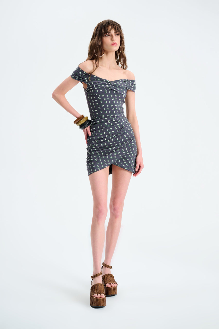 NYLA DRESS / NAVY BLUE PATTERNED