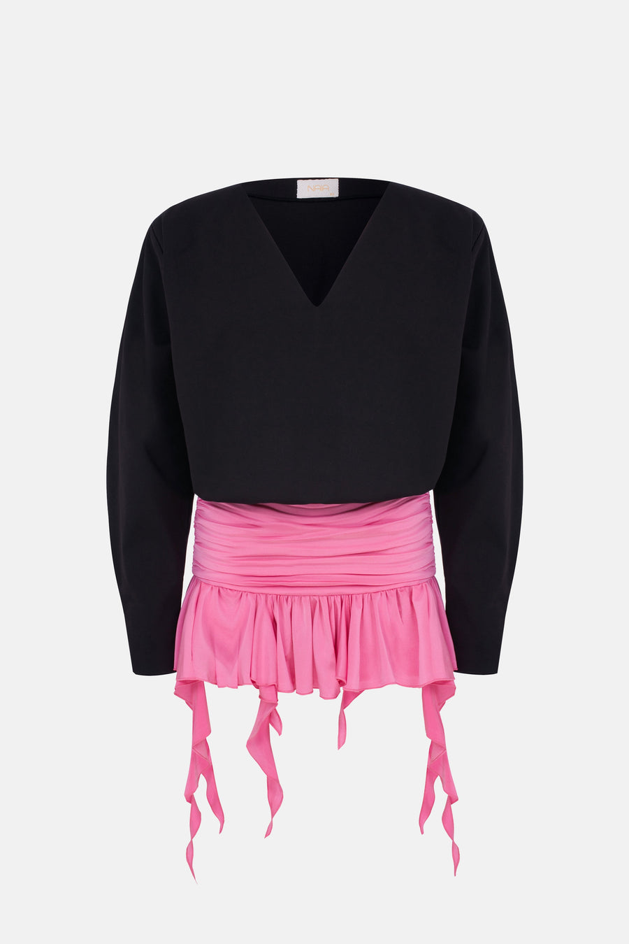 LINA RUFFLED DRESS / BLACK PINK