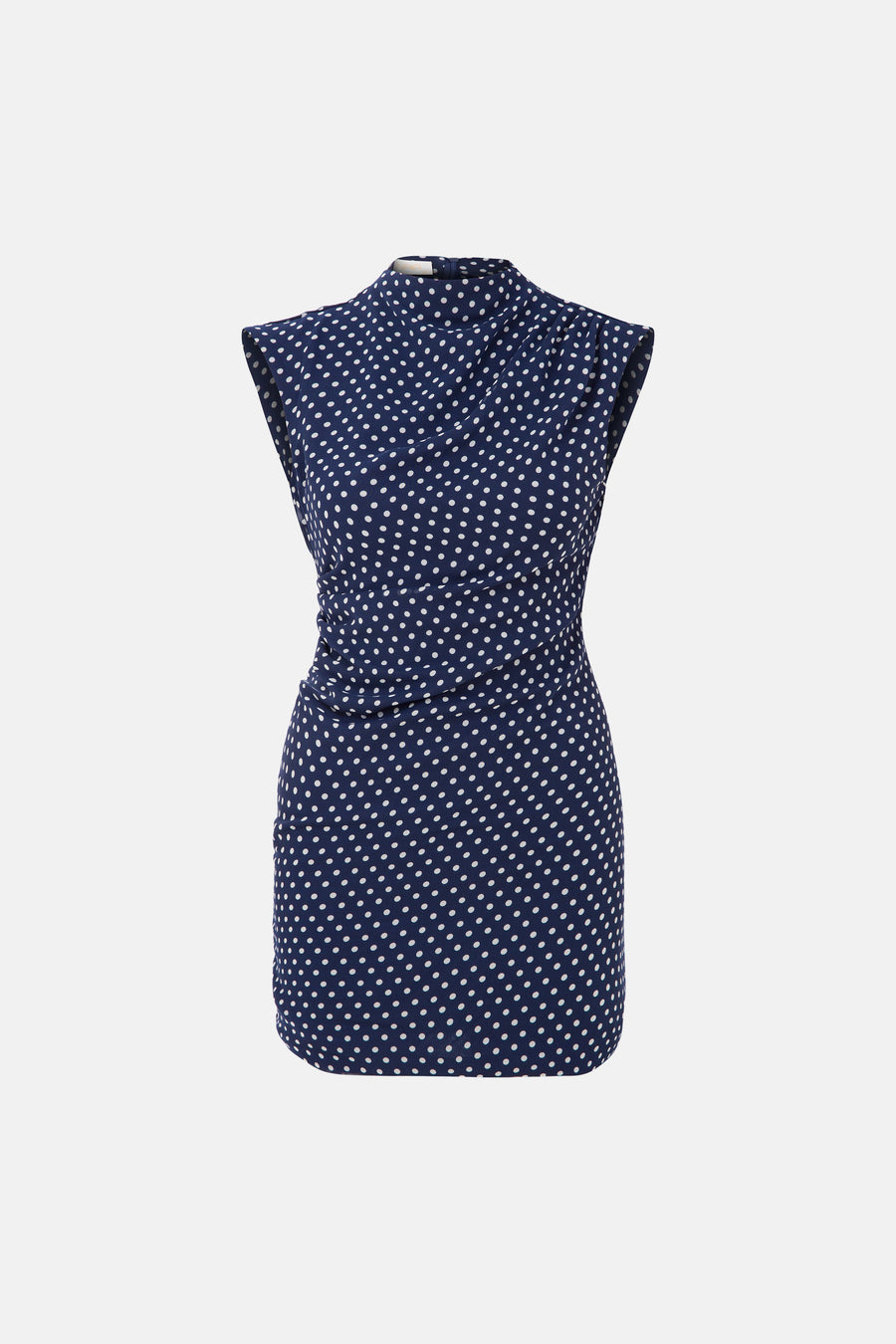 VERA DRESS / DARK BLUE AND WHITE DOTED