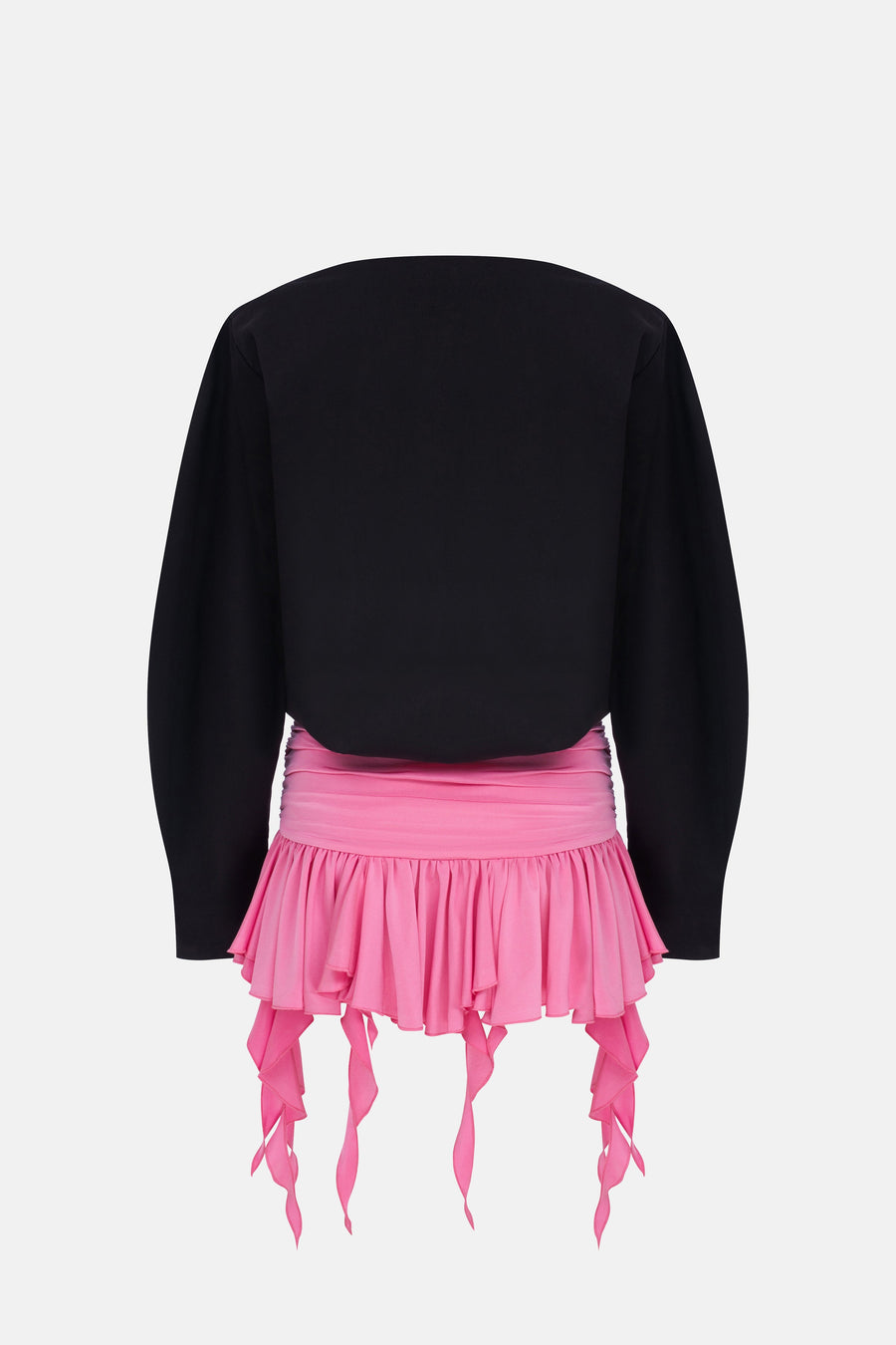 LINA RUFFLED DRESS / BLACK PINK