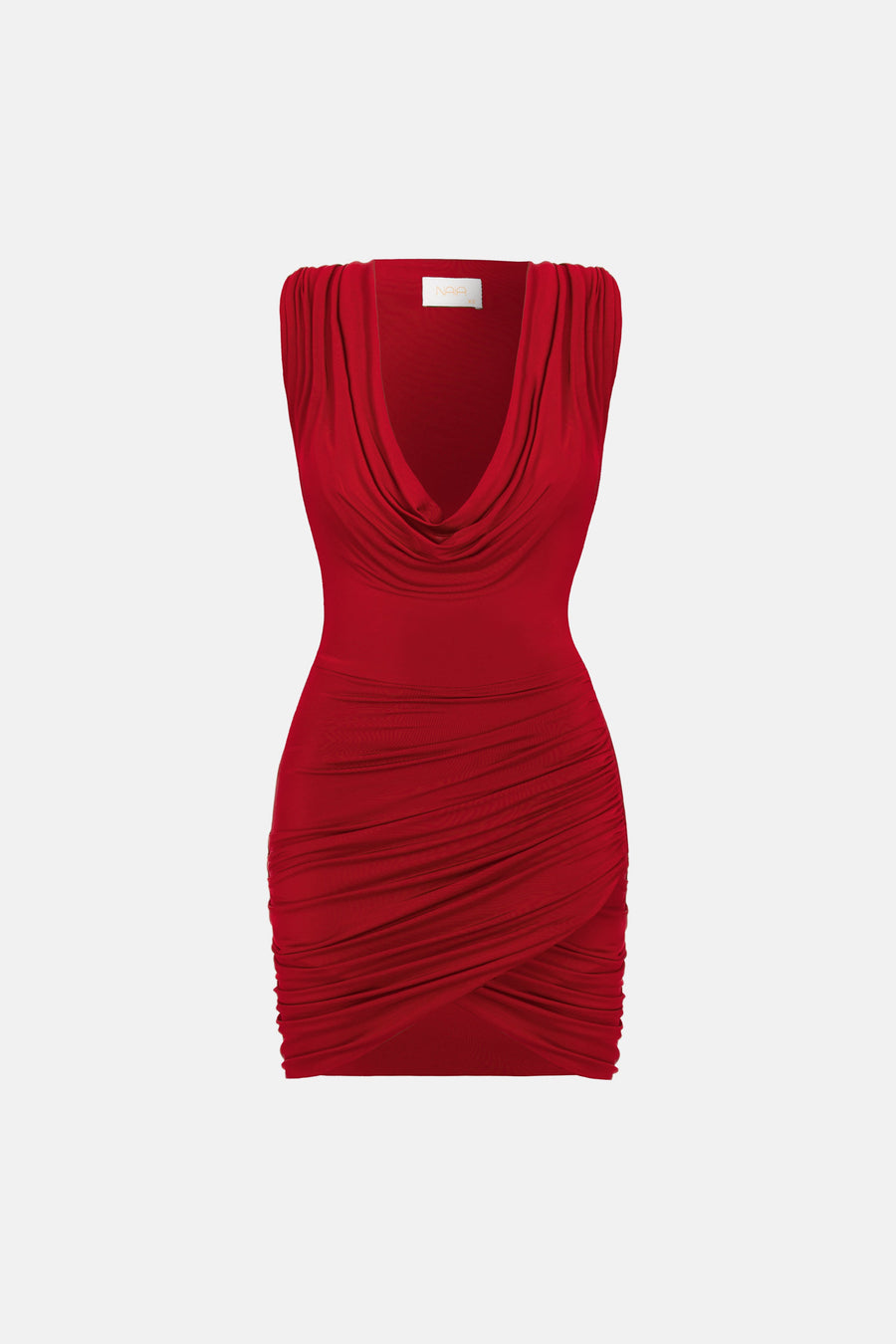 SCARLET COWL NECK DRESS / RED