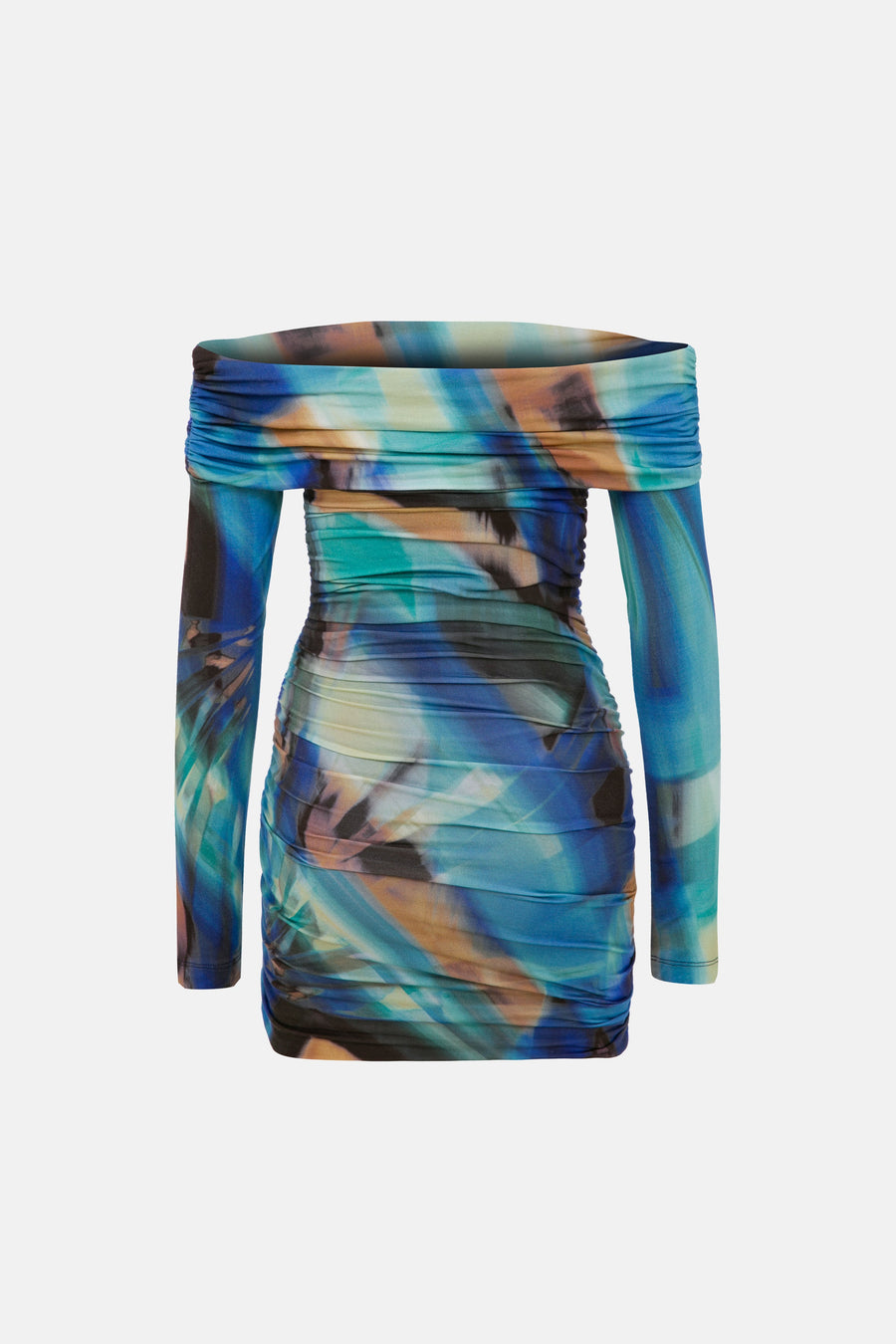 MARIMAR LONG-SLEEVE DRESS / BLUE PATTERNED