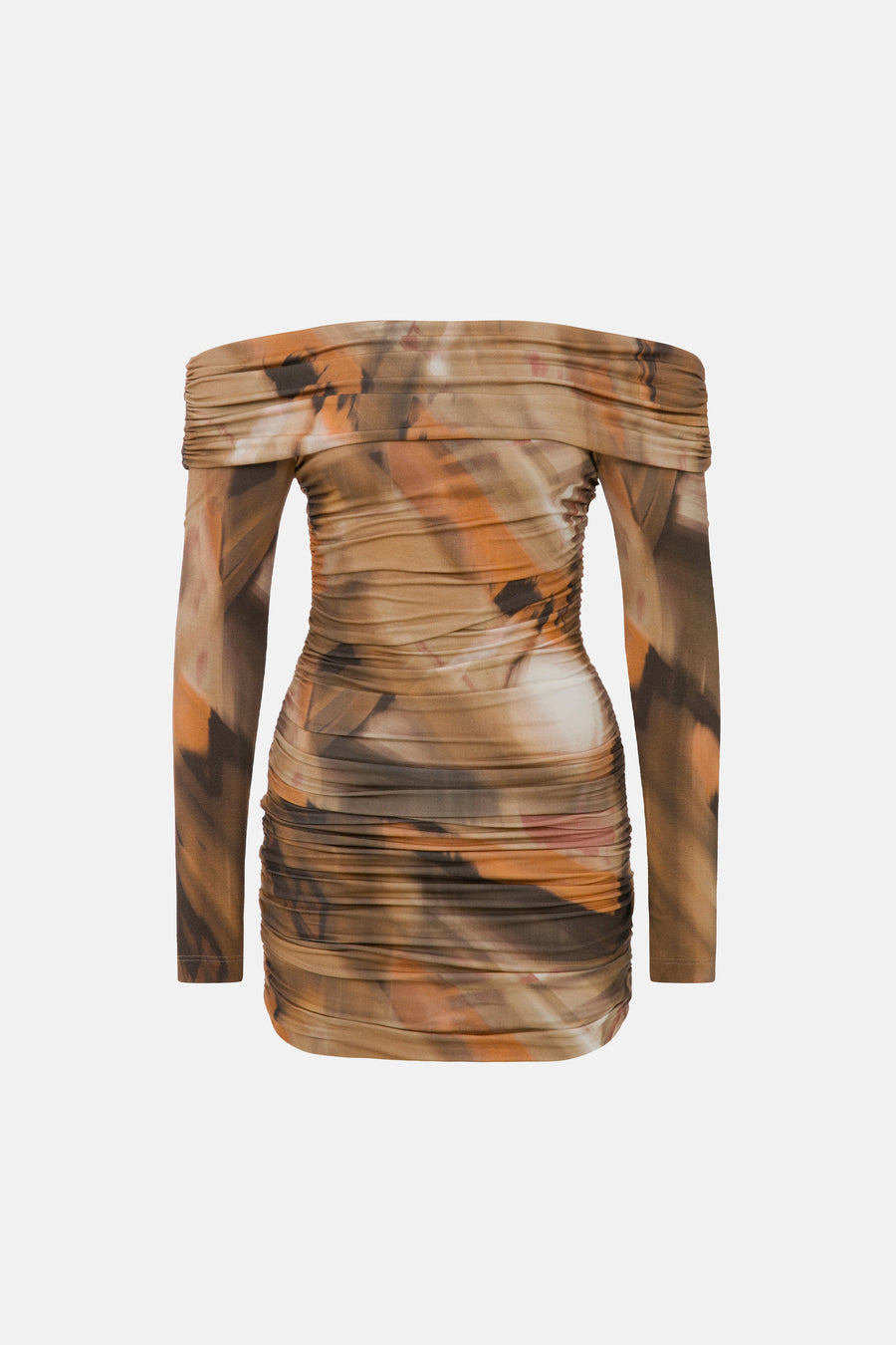 MARIMAR LONG-SLEEVE DRESS / BROWN PATTERNED