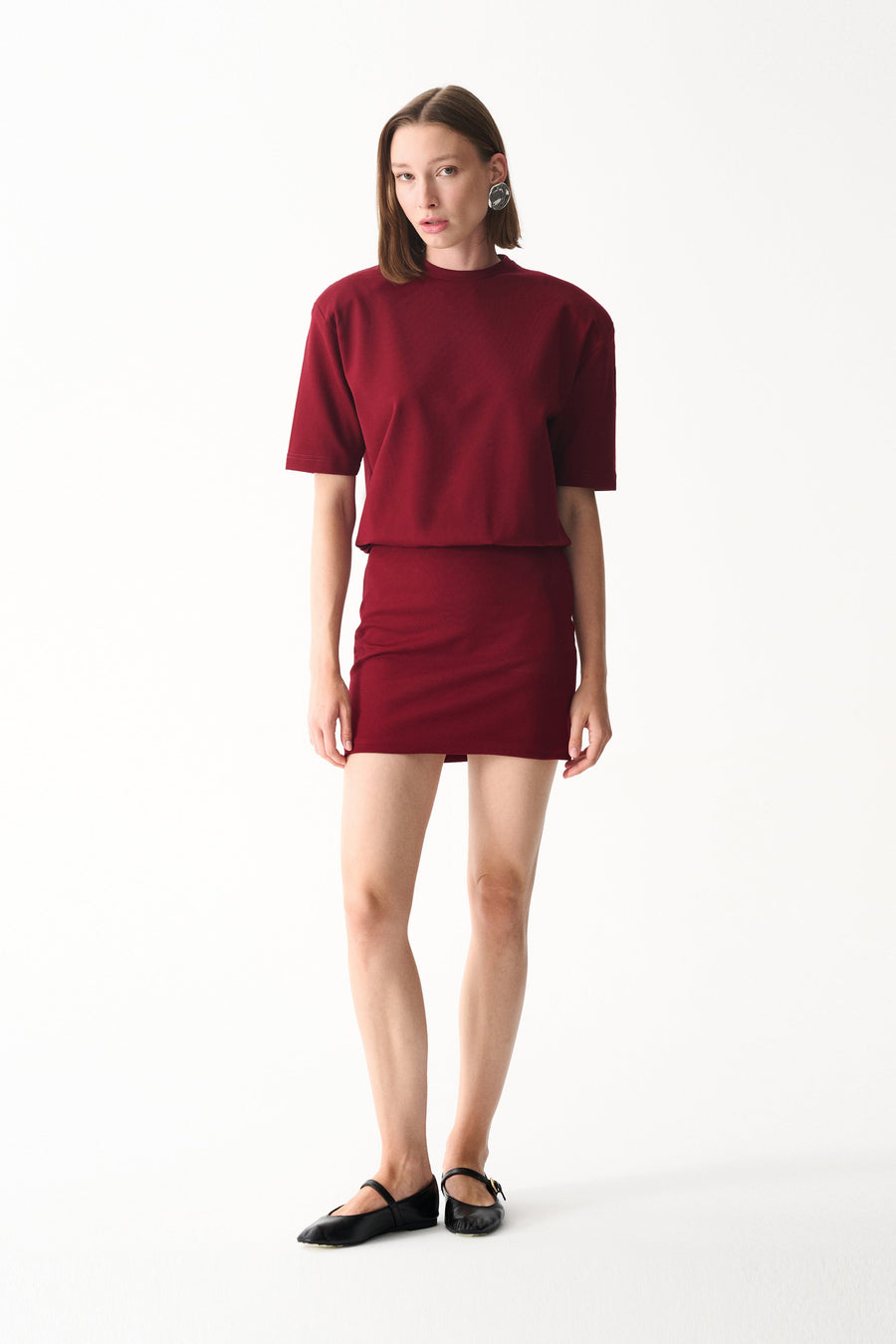 Burgunduy mini t-shirt dress