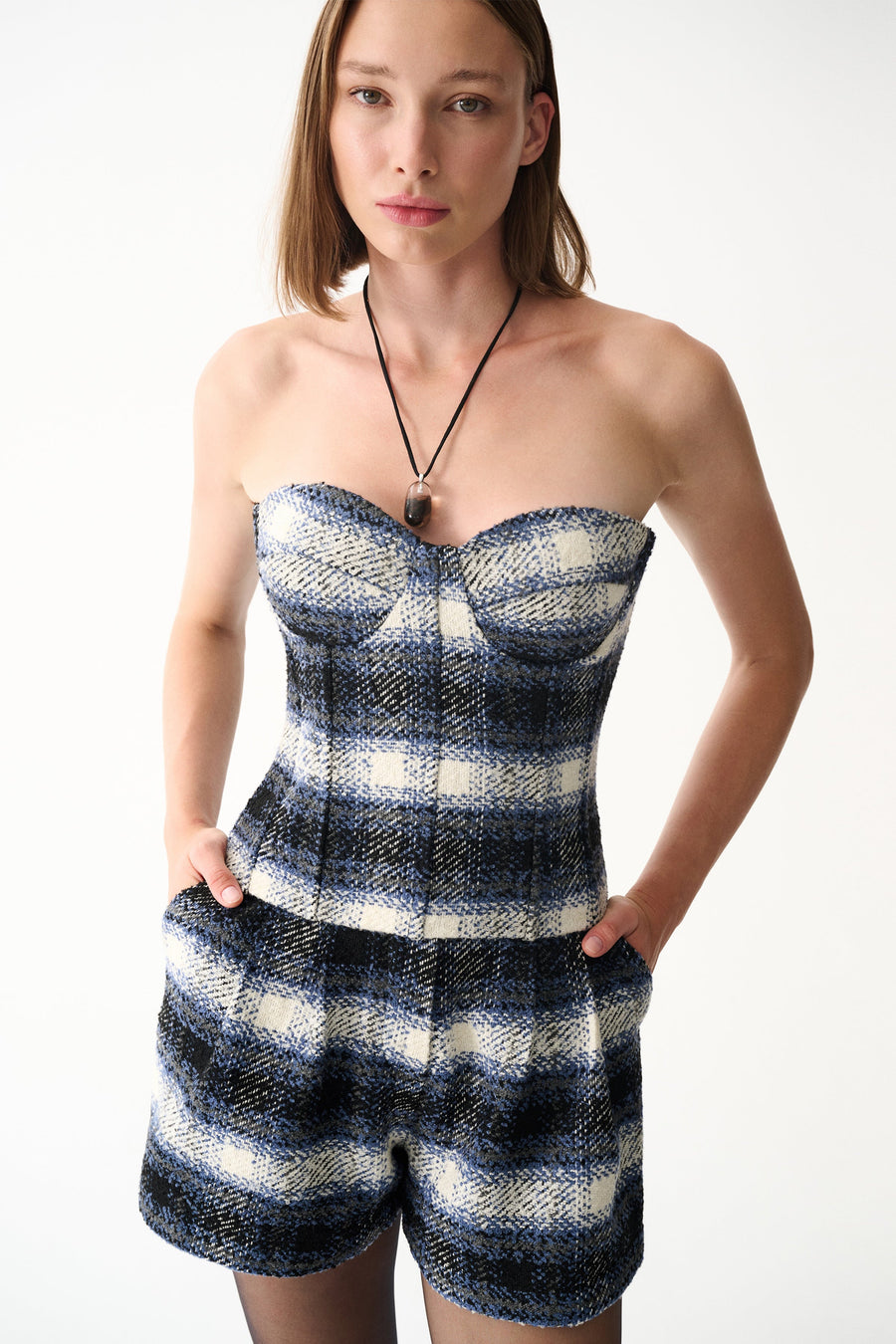 GRACE TOP / NAVY BLUE PLAID