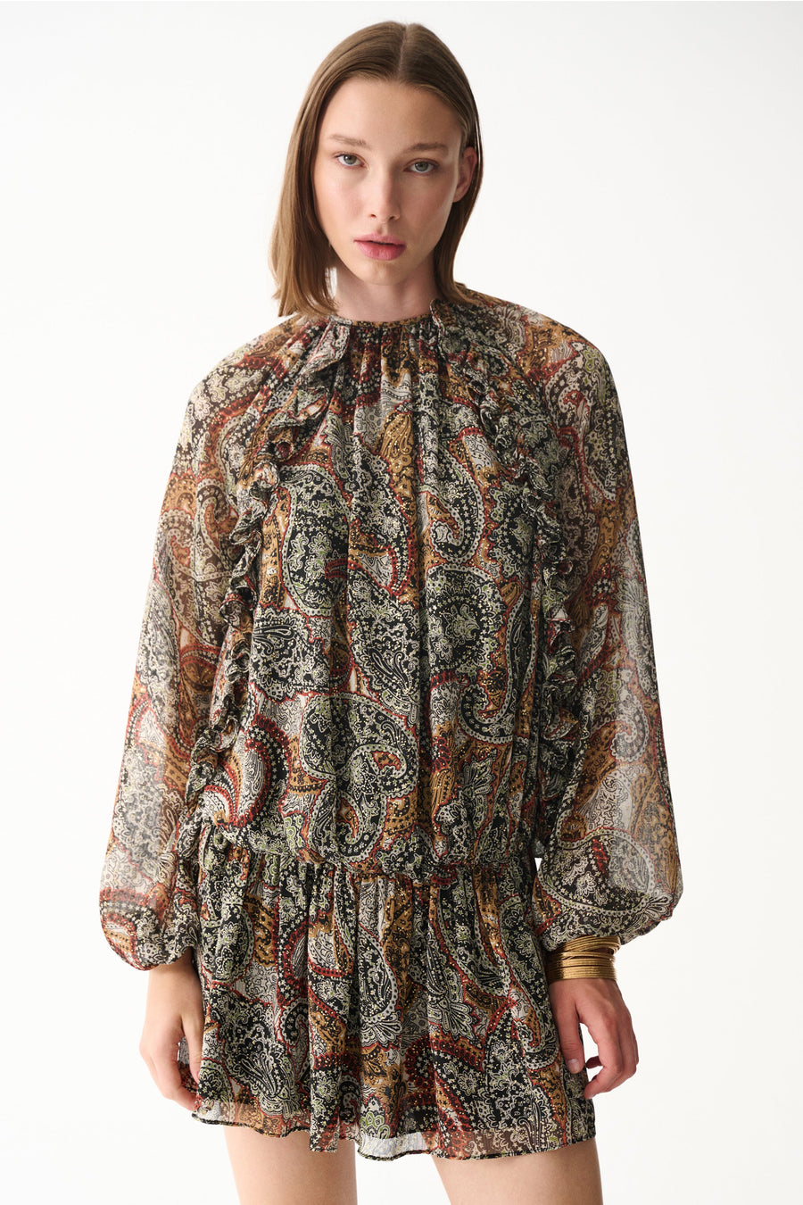 BAMBI DRESS / BROWN SHAWL PATTERN