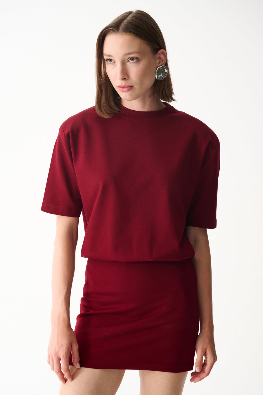 Burgunduy mini t-shirt dress