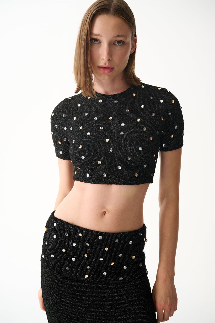 LENA SKIRT / BLACK STONED