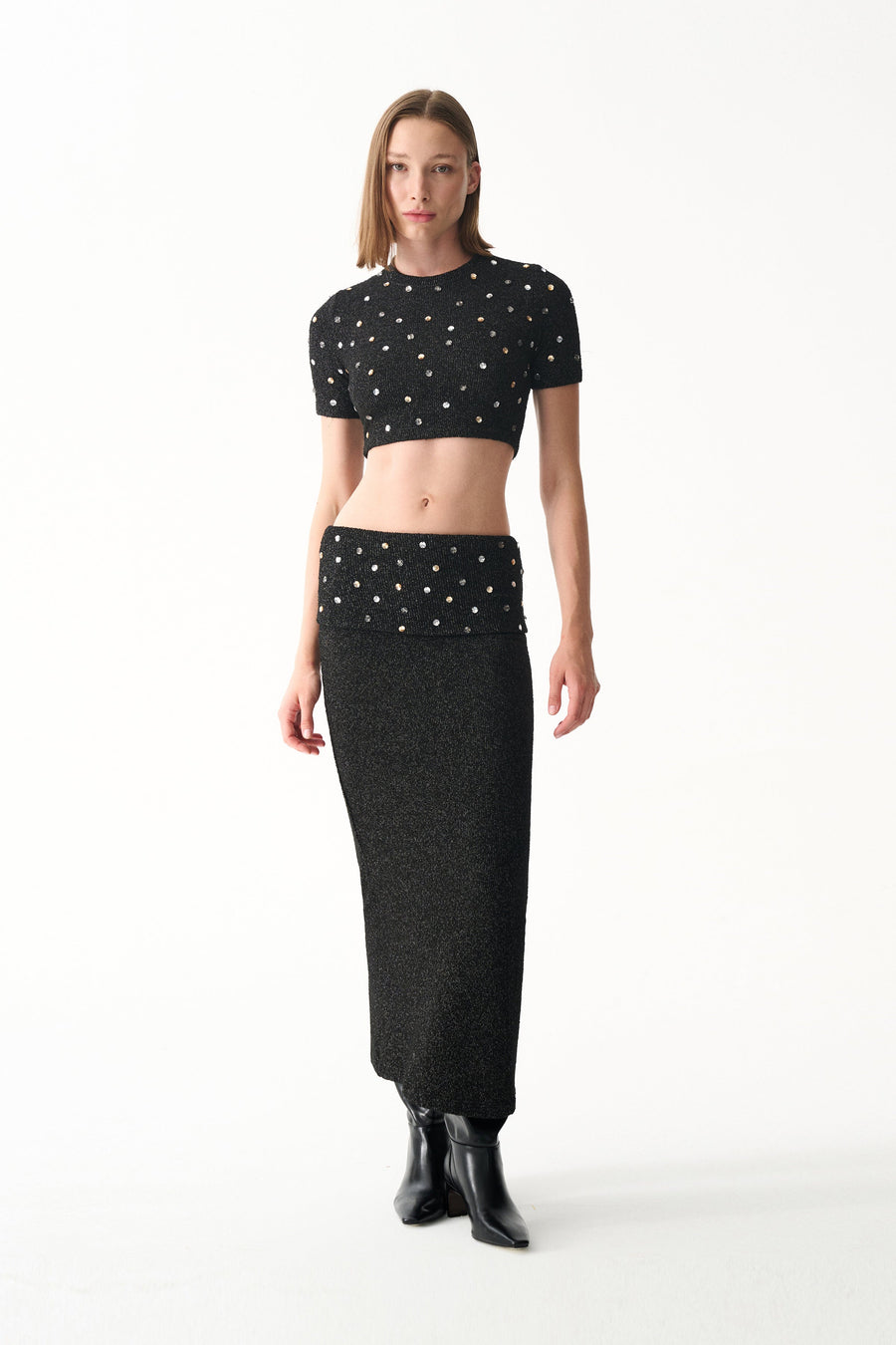 LENA SKIRT / BLACK STONED