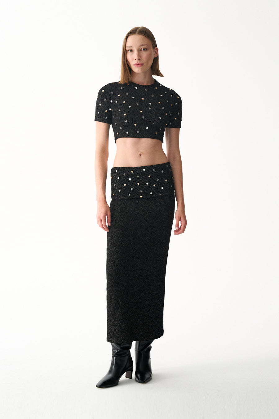 LENA SKIRT / BLACK STONED