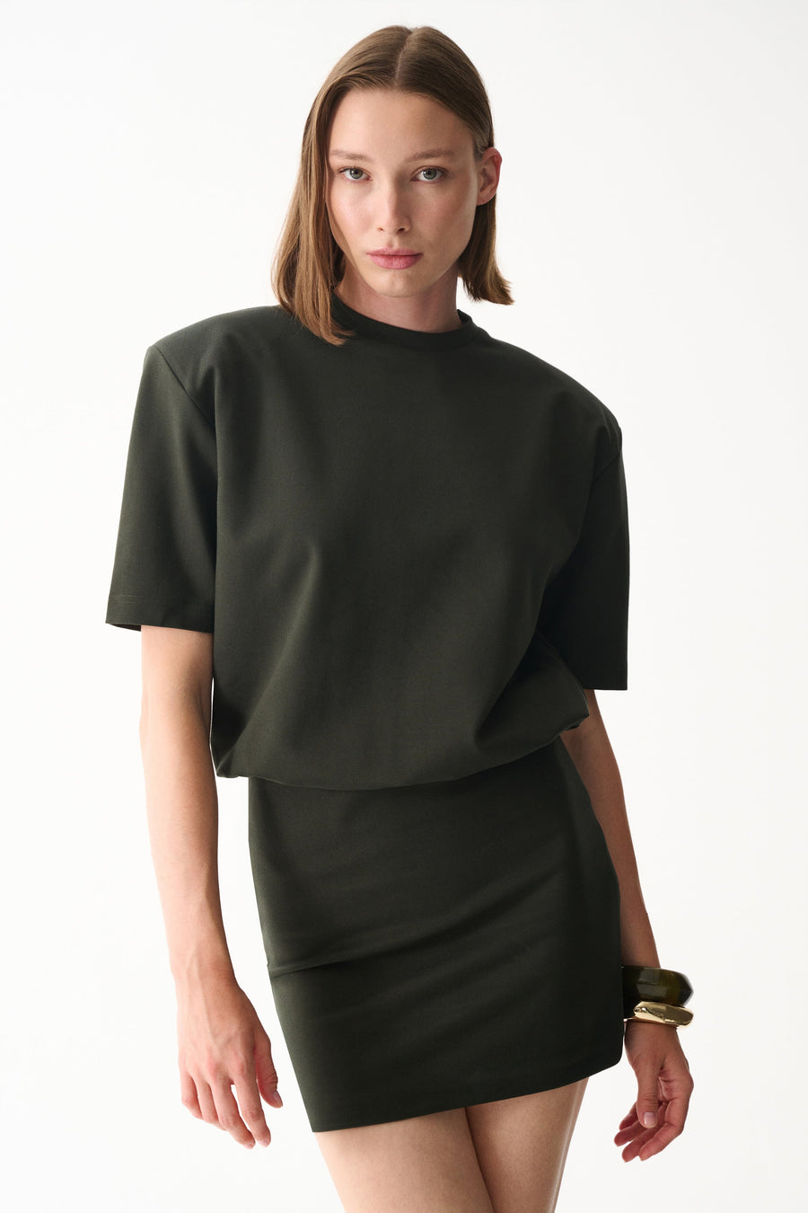 MIU T-SHIRT DRESS / DARK GREEN