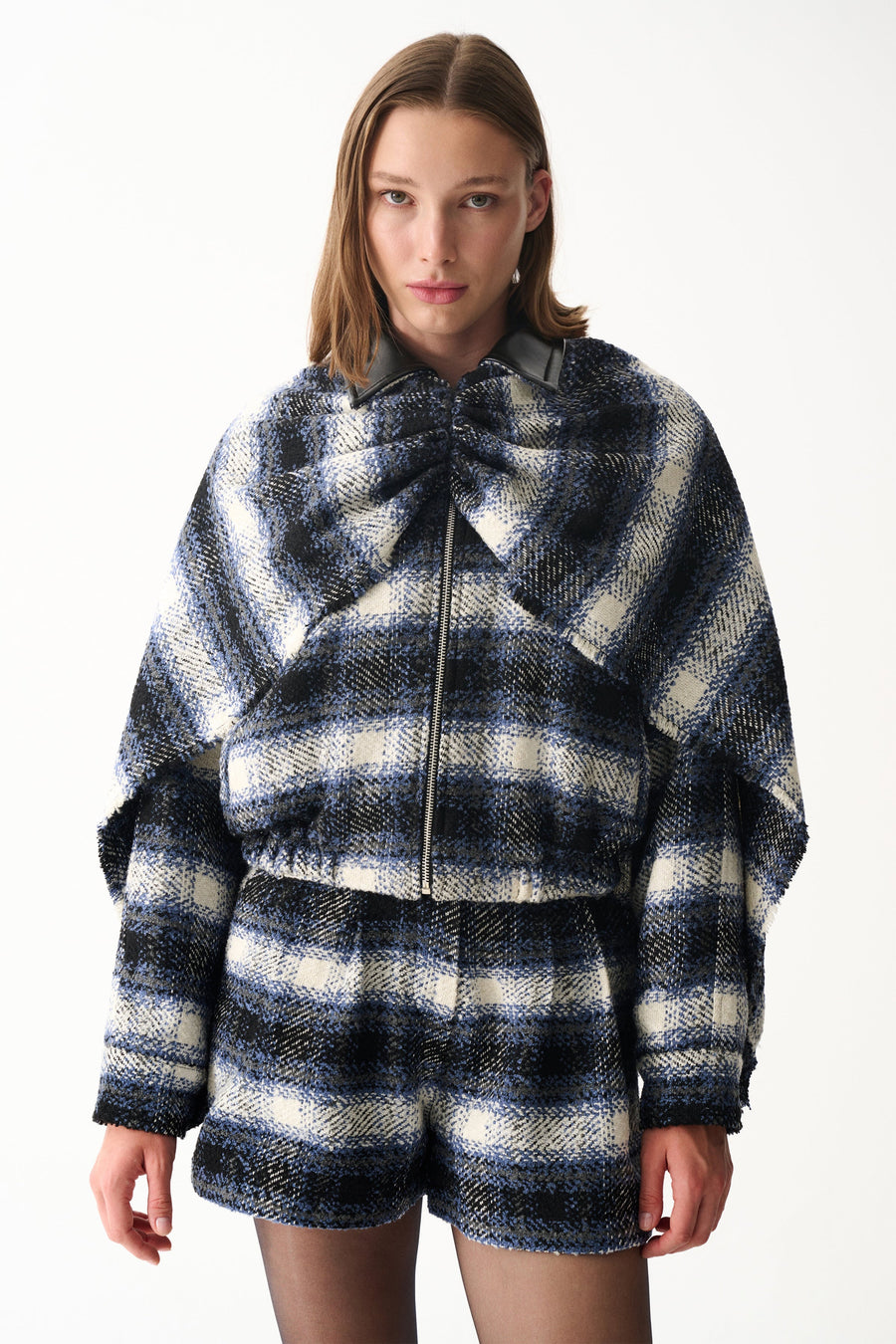INDIGO CAPE / NAVY BLUE PLAID