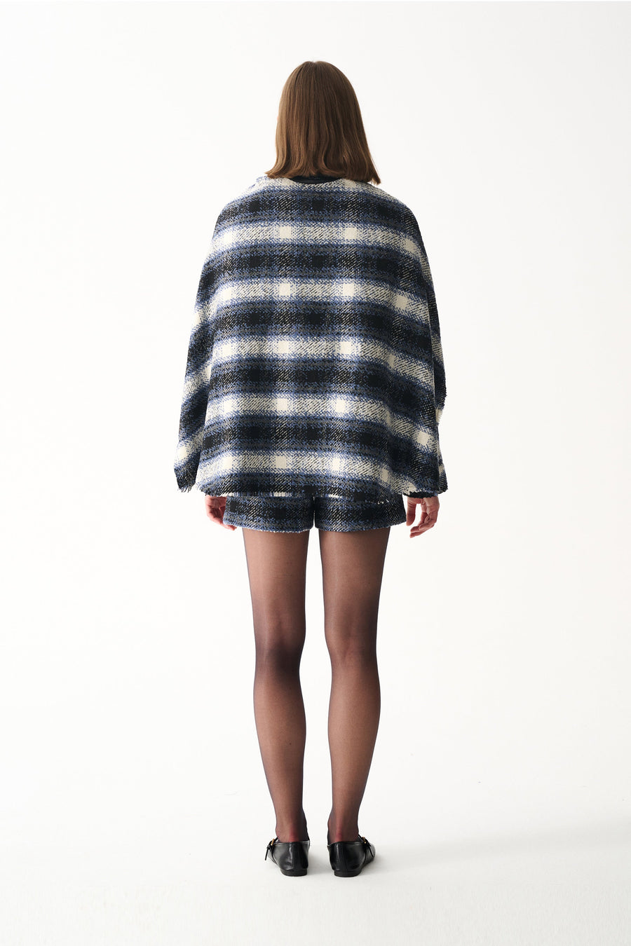 INDIGO CAPE / NAVY BLUE PLAID