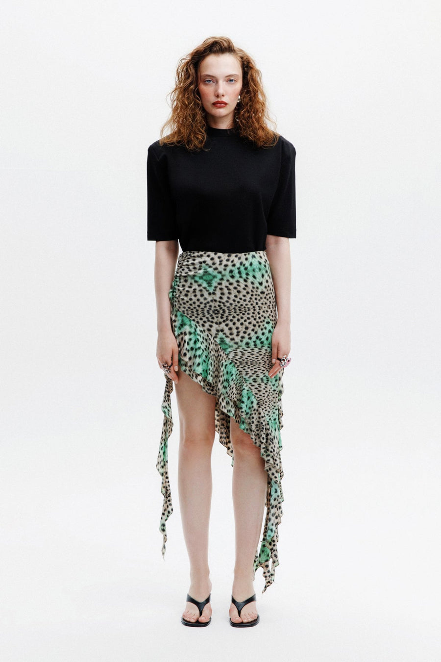 ASHA SKIRT / GREEN LEOPARD PRINT