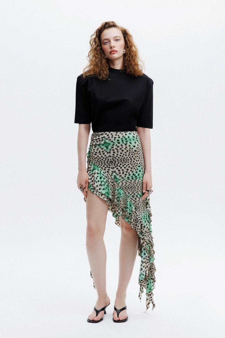 ASHA SKIRT / GREEN LEOPARD PRINT