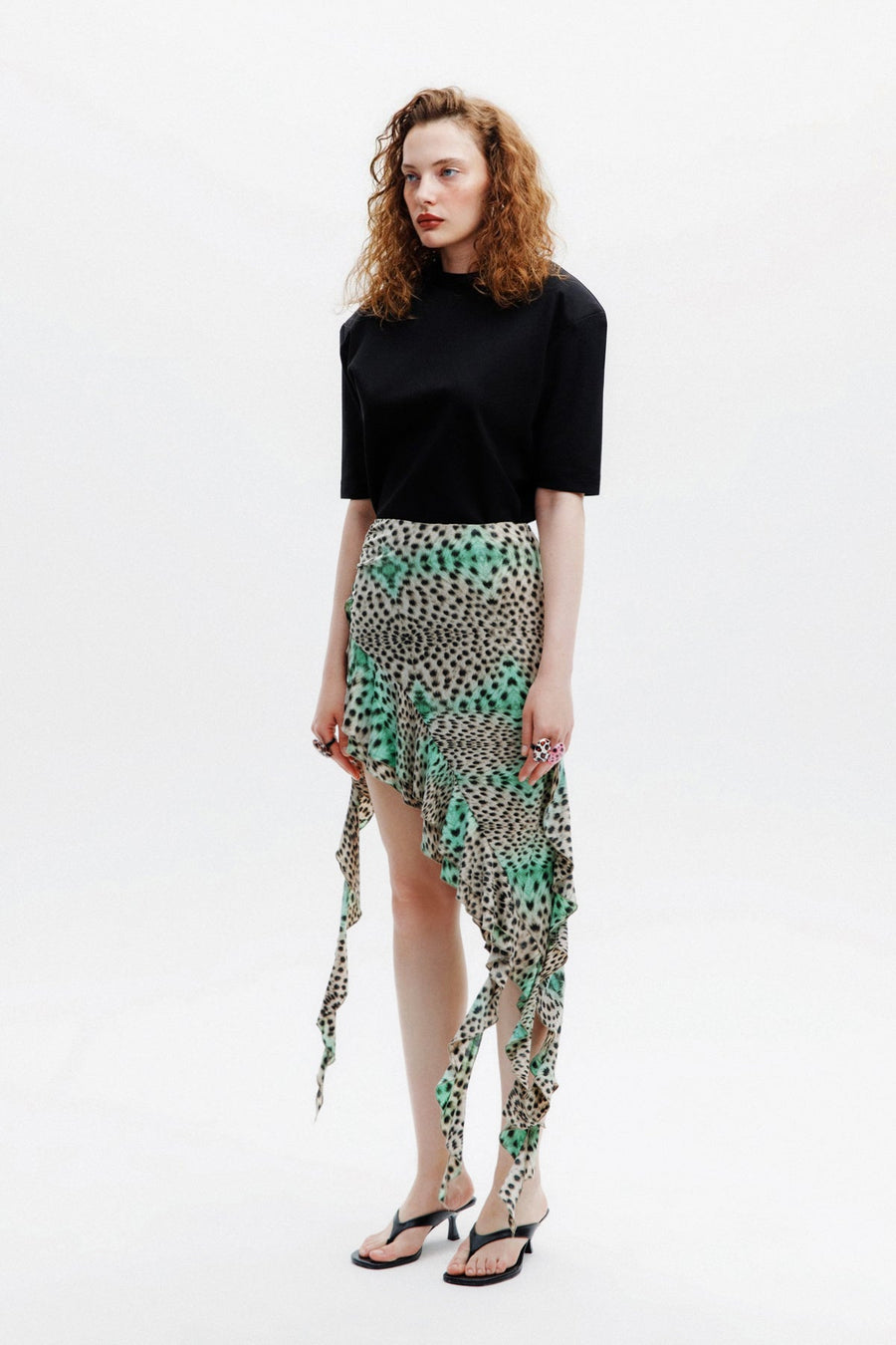 ASHA SKIRT / GREEN LEOPARD PRINT