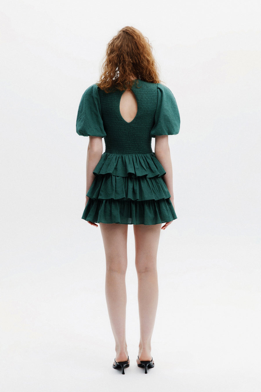 WISHES BALLOON SLEEVE DRESS / GREEN