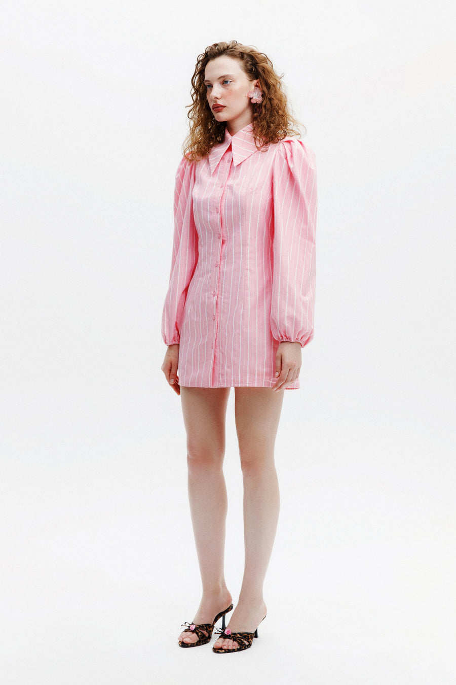 AMBER SHIRT DRESS / PINK STRIPED