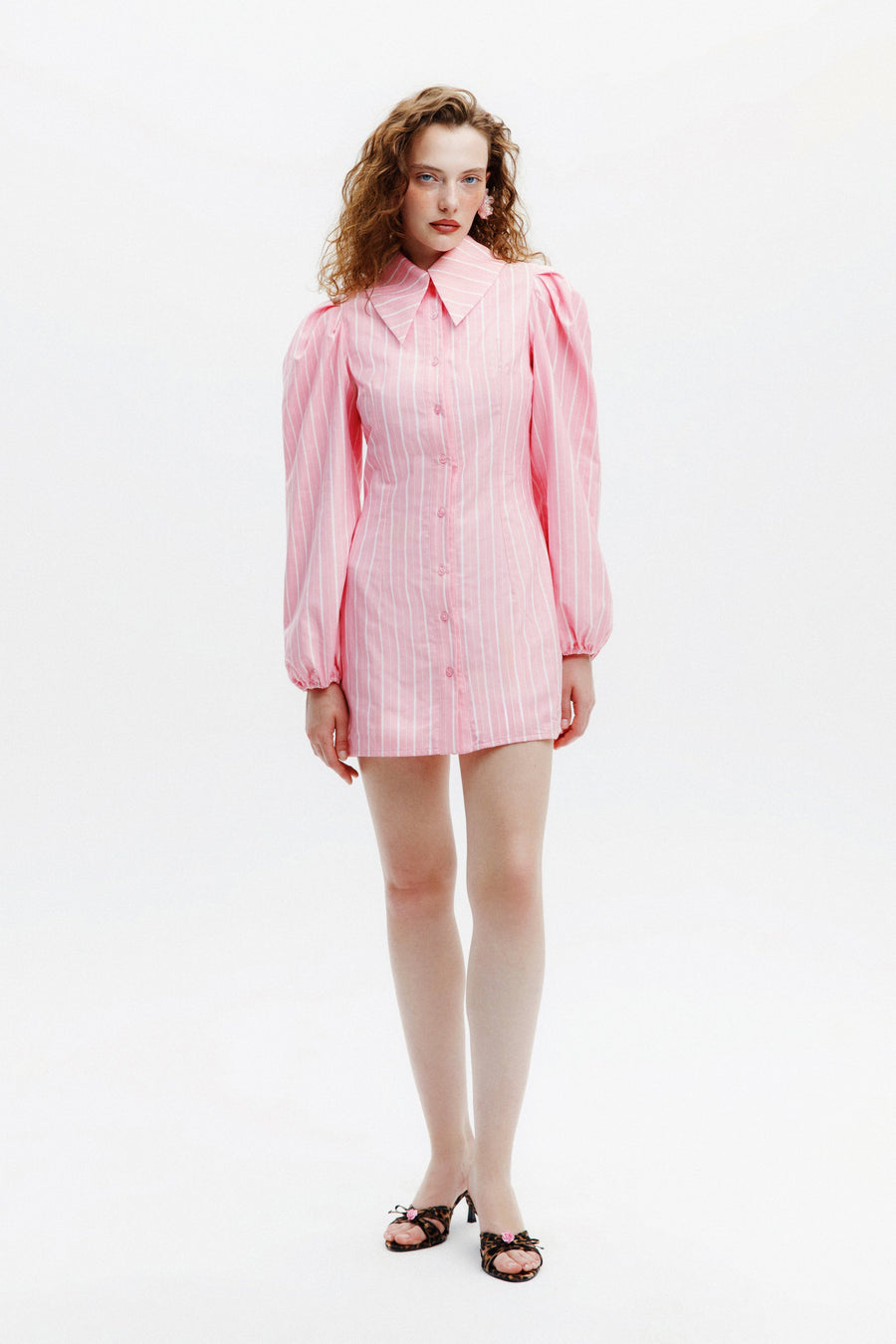 AMBER SHIRT DRESS / PINK STRIPED