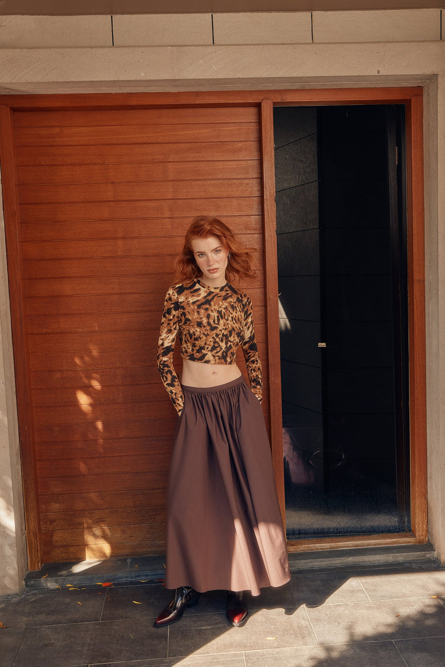 AVA MAXI SKIRT / BROWN