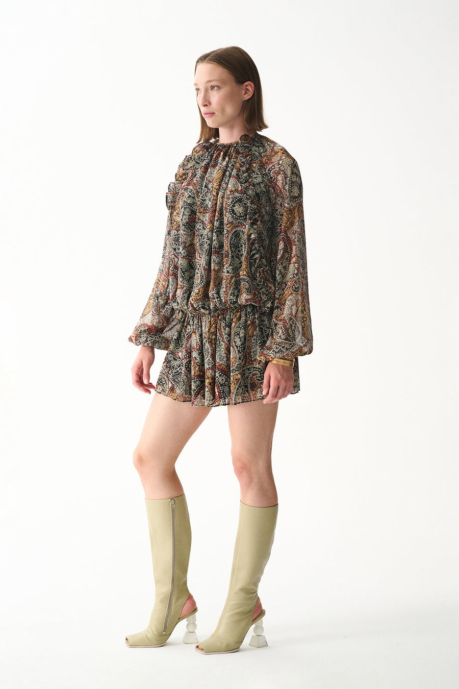 BAMBI DRESS / BROWN SHAWL PATTERN
