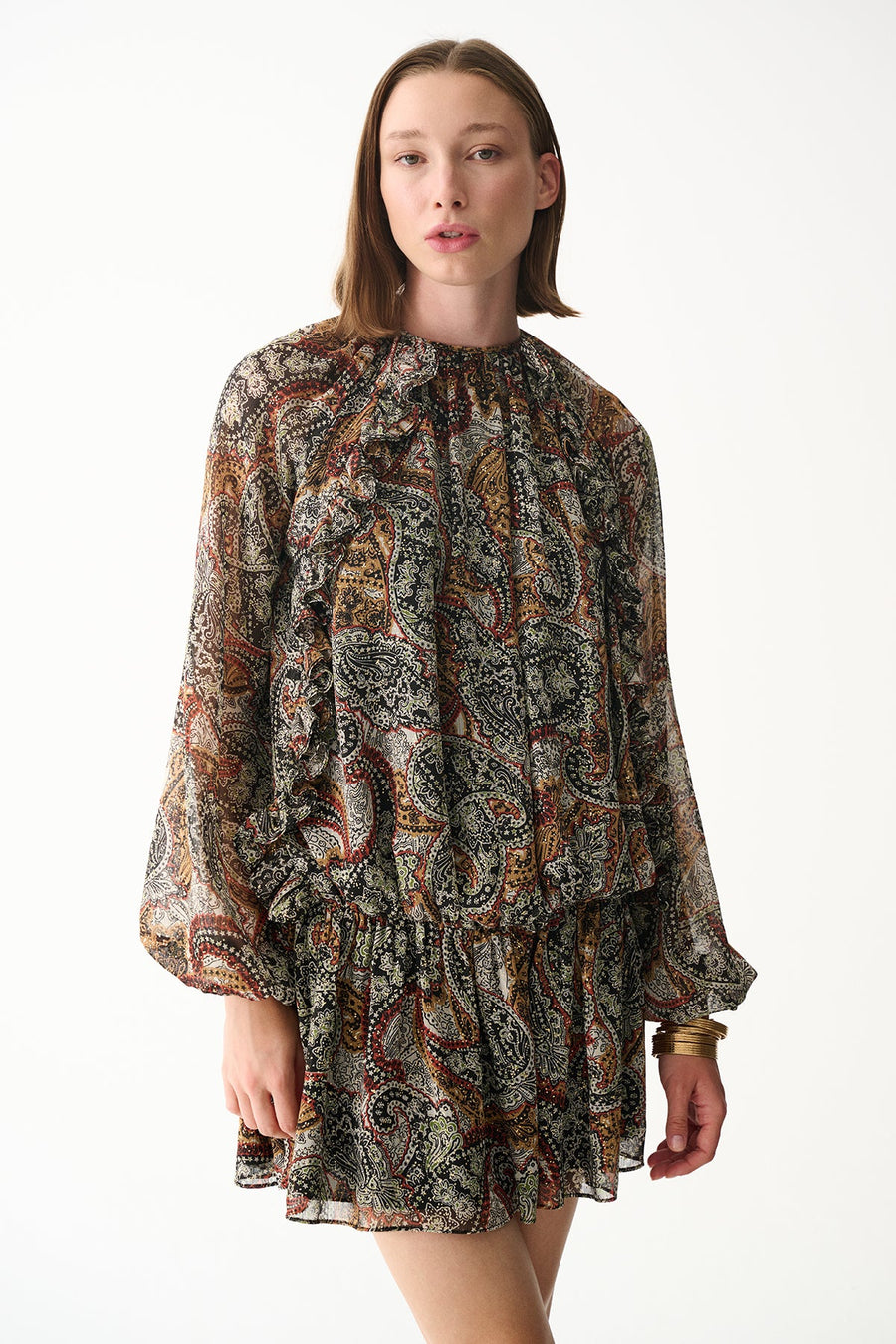 BAMBI DRESS / BROWN SHAWL PATTERN