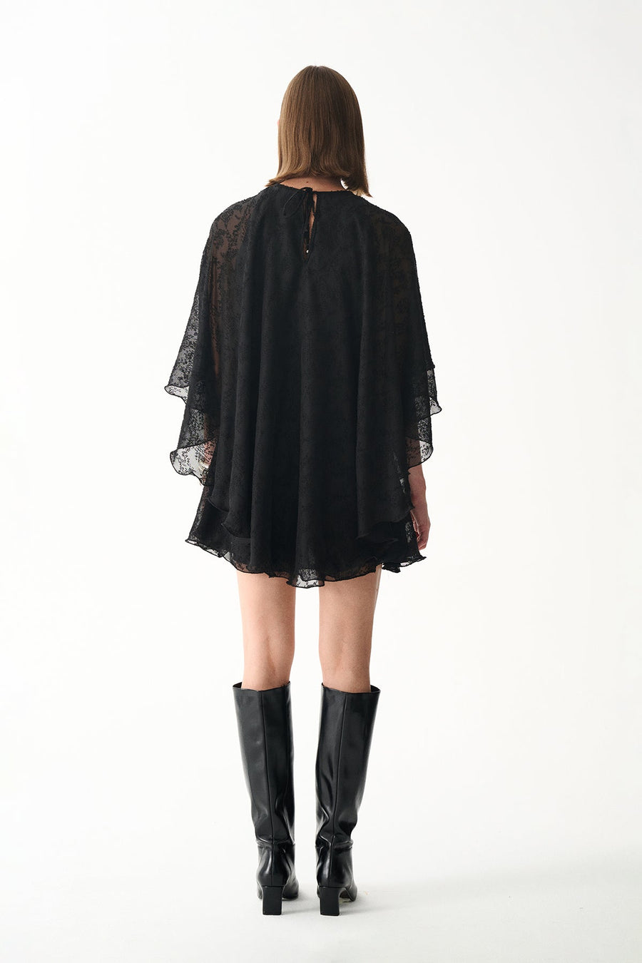 HOLLY CAPE DRESS / BLACK