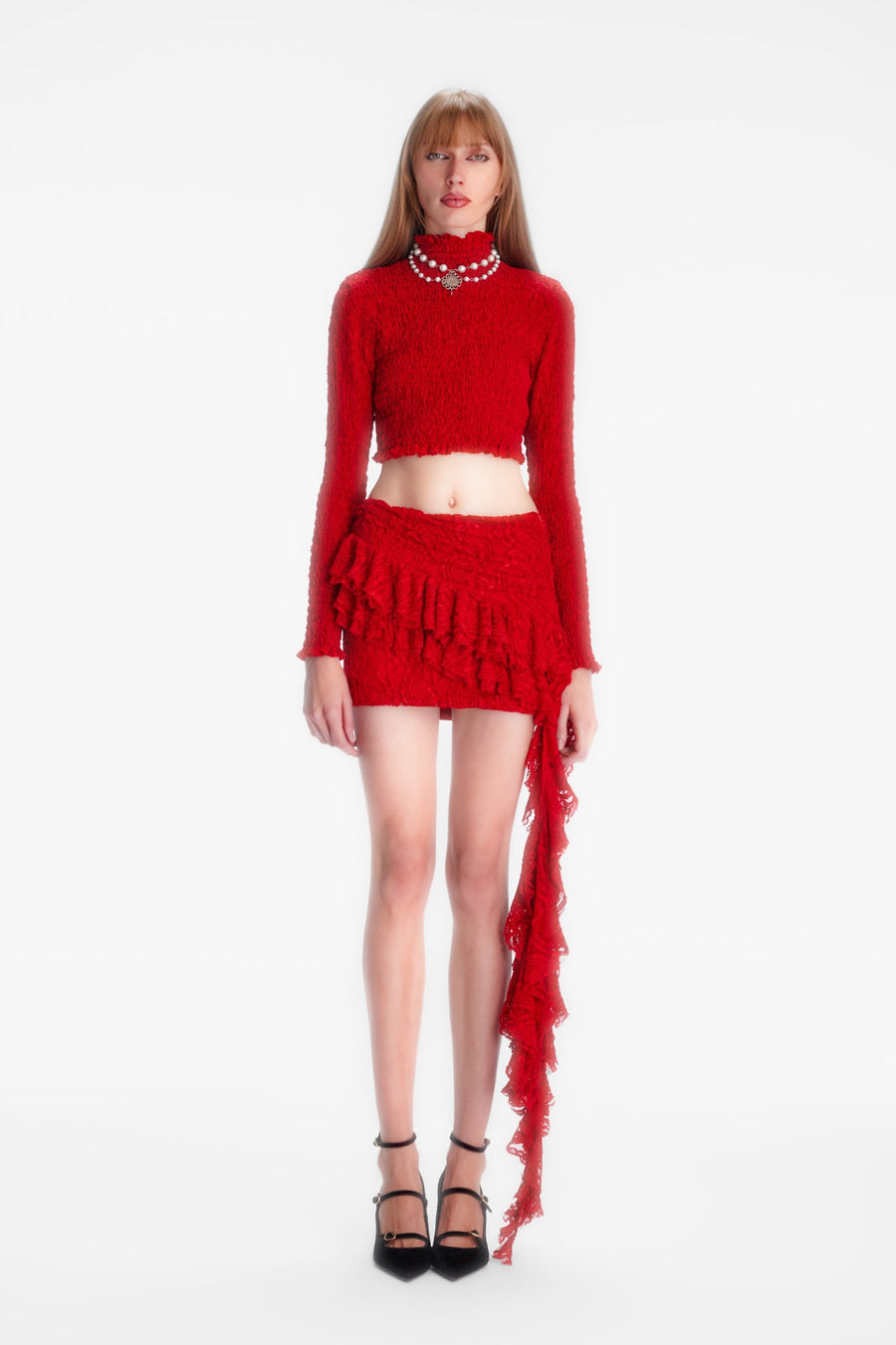 CARMEN SKIRT / RED LACE