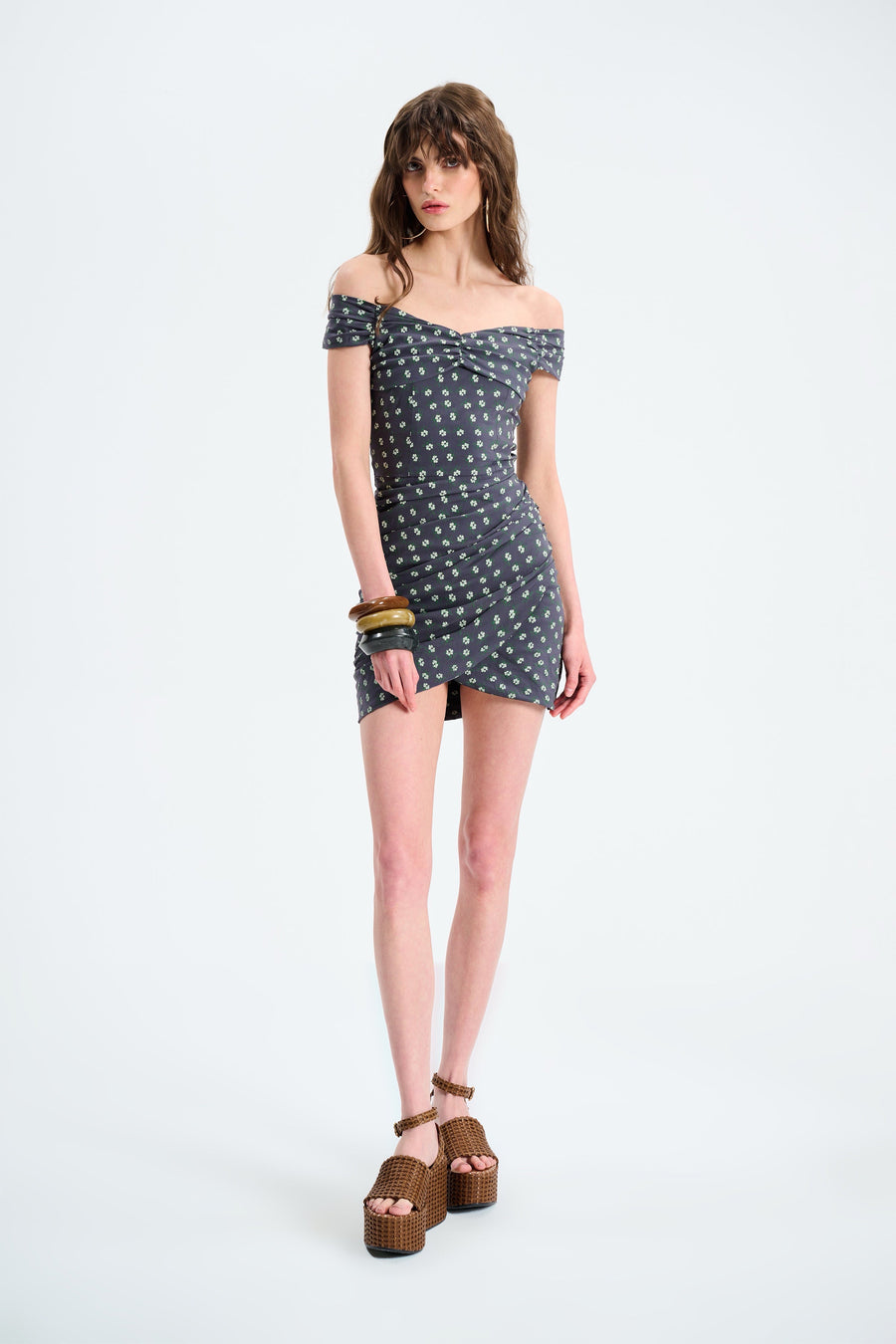 NYLA DRESS / NAVY BLUE PATTERNED