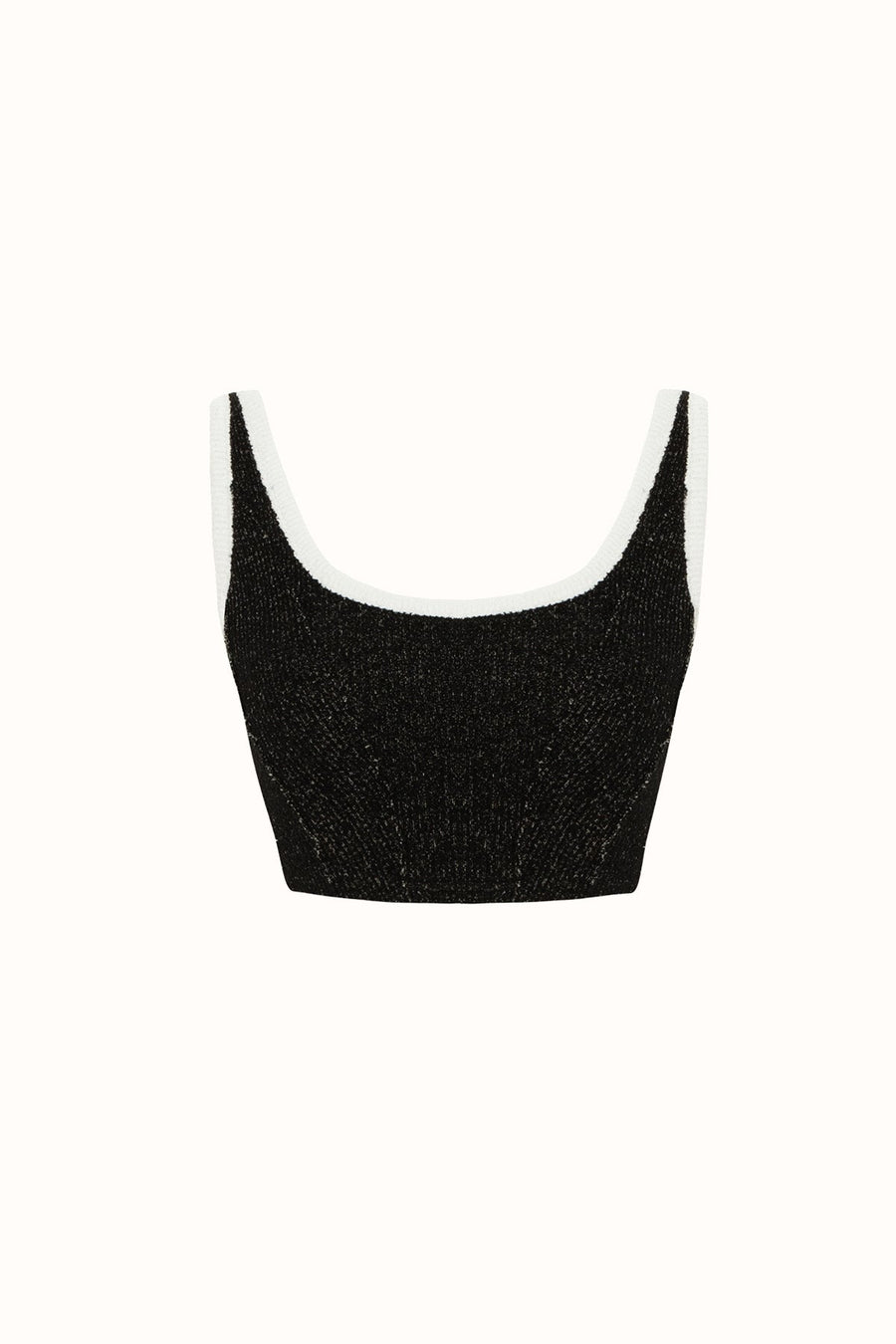 WISH KNITWEAR CROP TOP / BLACK AND WHITE