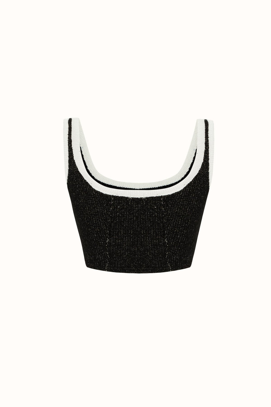 WISH KNITWEAR CROP TOP / BLACK AND WHITE