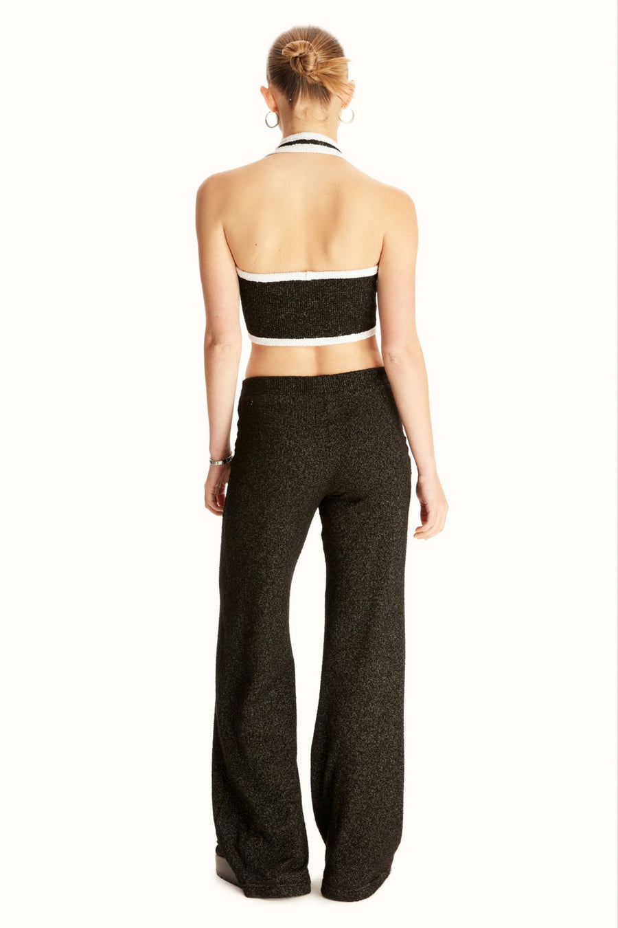 MUSE KNITWEAR CROP WEST / BLACK AND WHITE