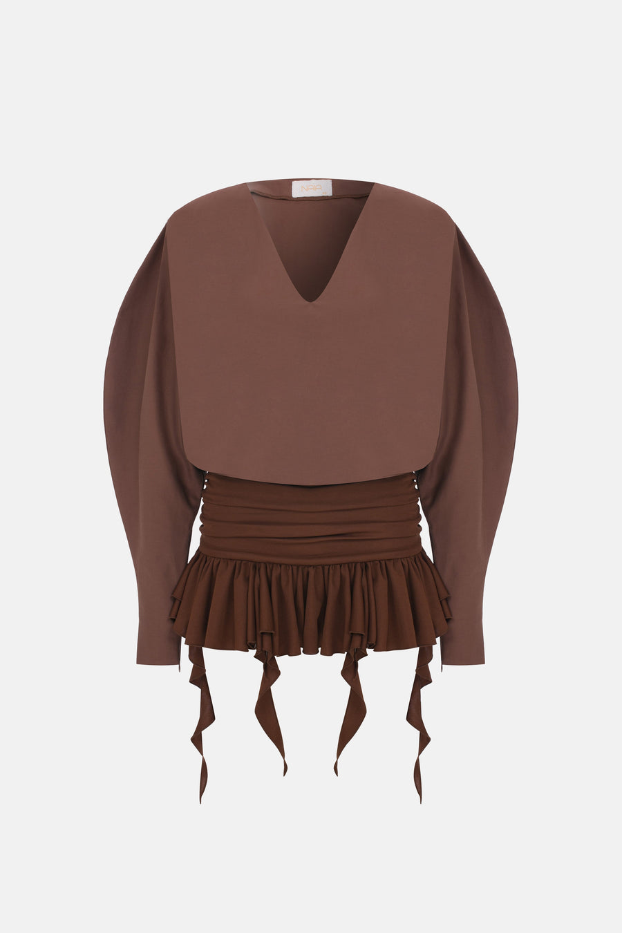 LINA RUFFLED DRESS / BROWN