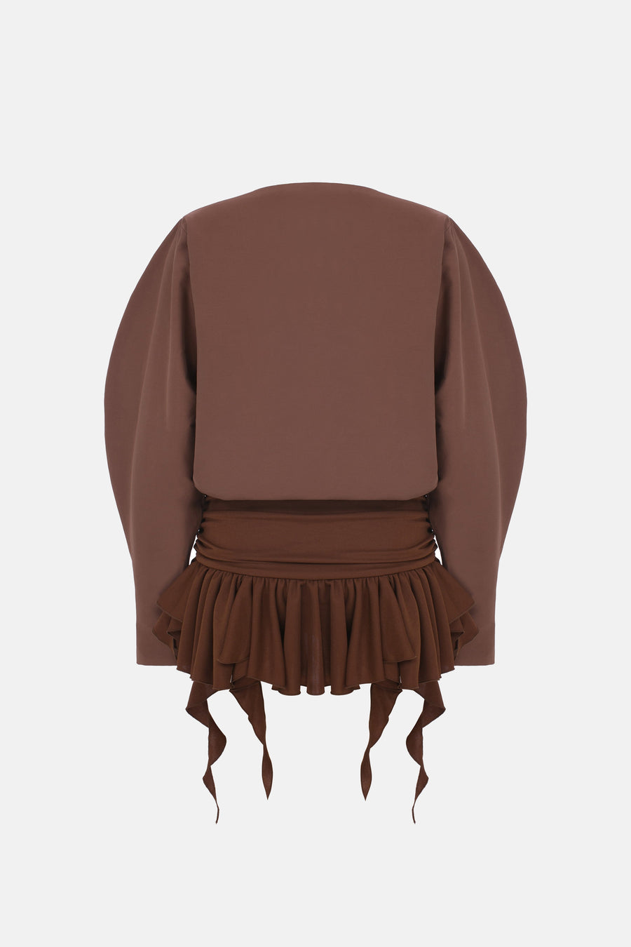 LINA RUFFLED DRESS / BROWN