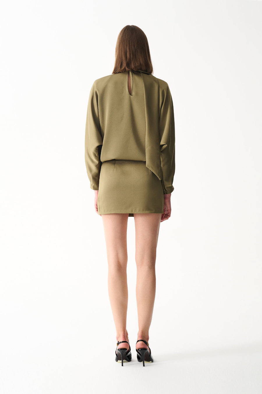 AMORE SATIN DRESS / OLIVE GREEN