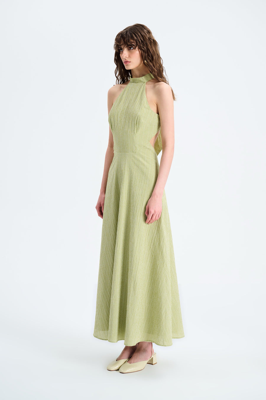 VILLOSA DRESS / GREEN GINGHAM