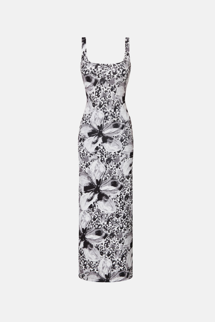 ALORA DRESS / BLACK AND WHITE FLORAL PATTERNED