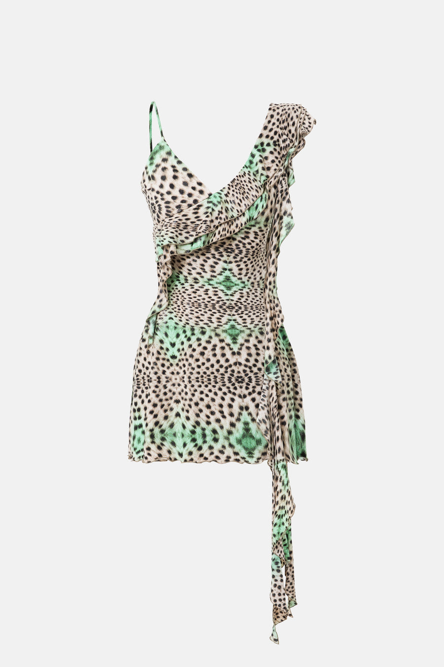 ASHA DRESS / GREEN LEOPARD PRINT