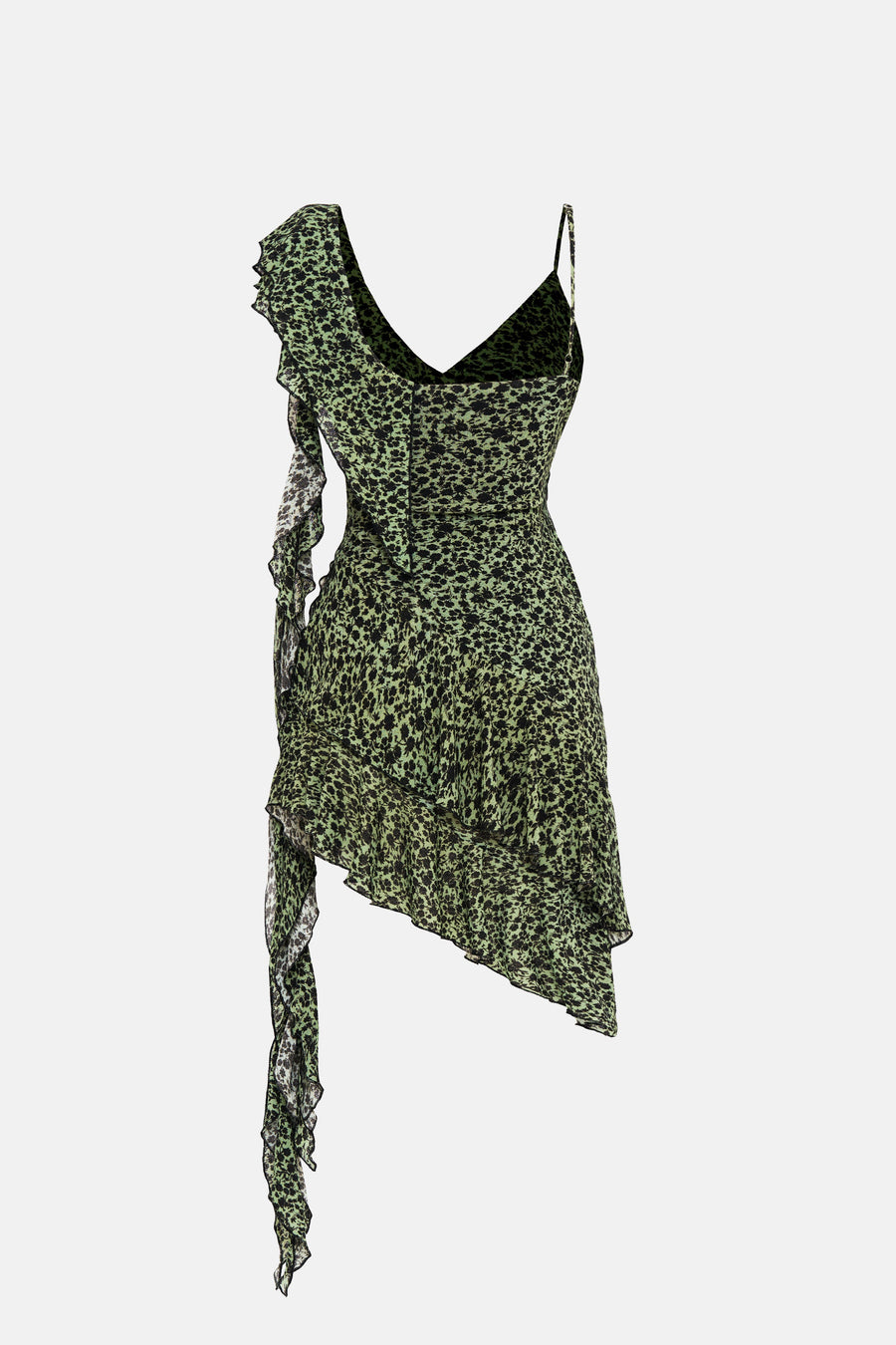 APONY DRESS / GREEN FLORAL PATTERNED