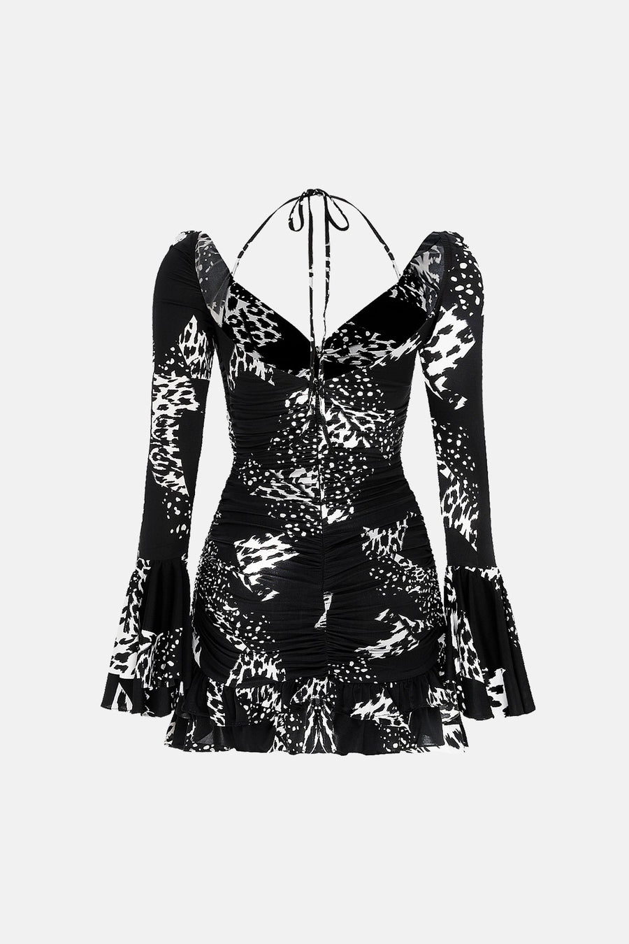 BELLA FRILLY DRESS / BLACK WHITE PATTERN