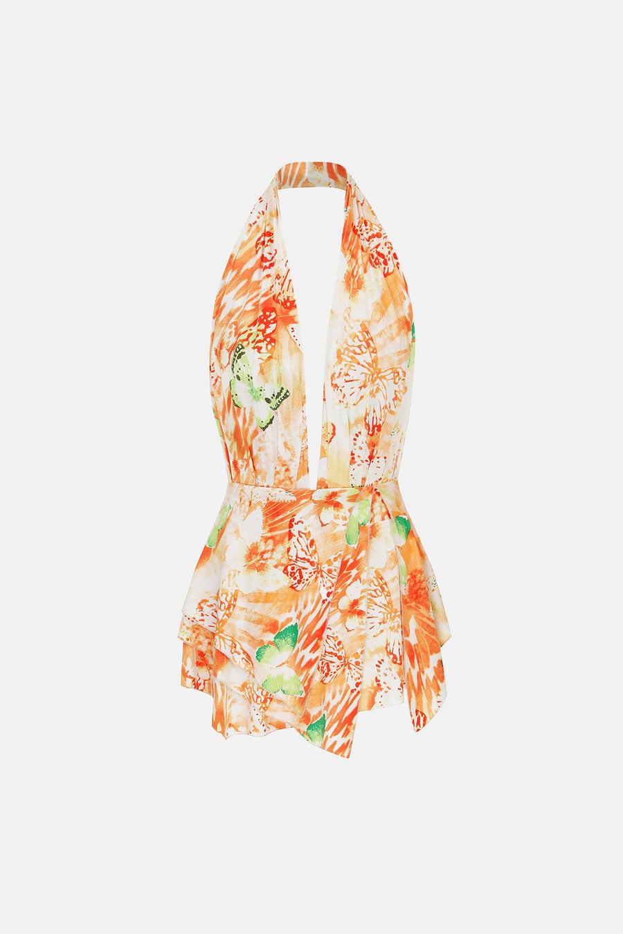 PIXIE DRESS / ORANGE TROPICAL PATTERN