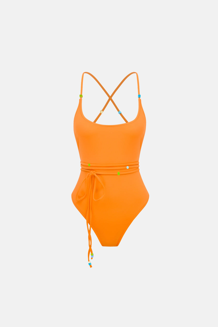 LEONITA BEADED SWIMSUIT / ORANGE