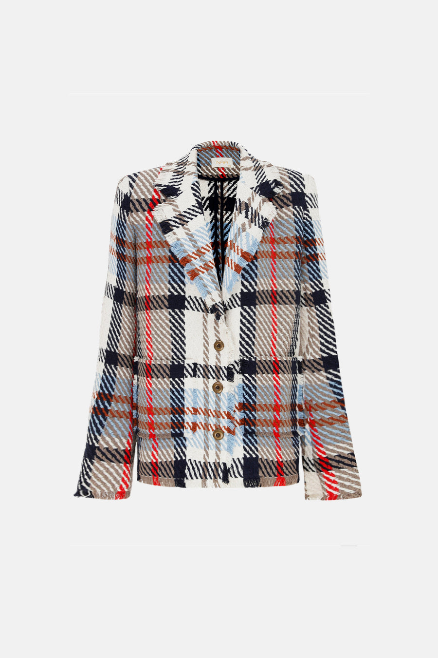 NORI TWEED JACKET / NAVY BLUE RED PLAID